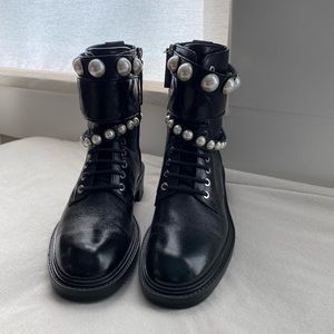 Zara pearl combat boots
